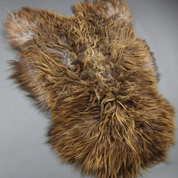 Natural Curly Rusty Grey Icelandic Sheepskin Rug