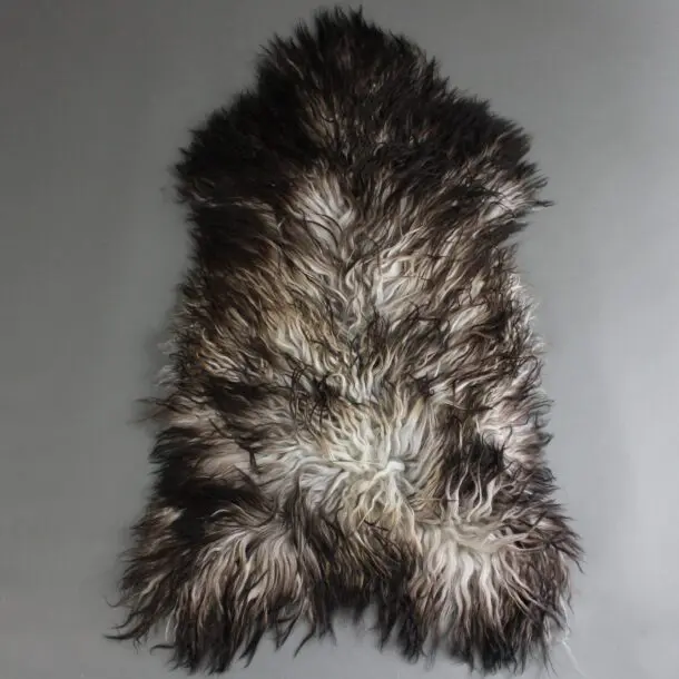 Natural Curly Grey Icelandic Sheepskin Rug Medium