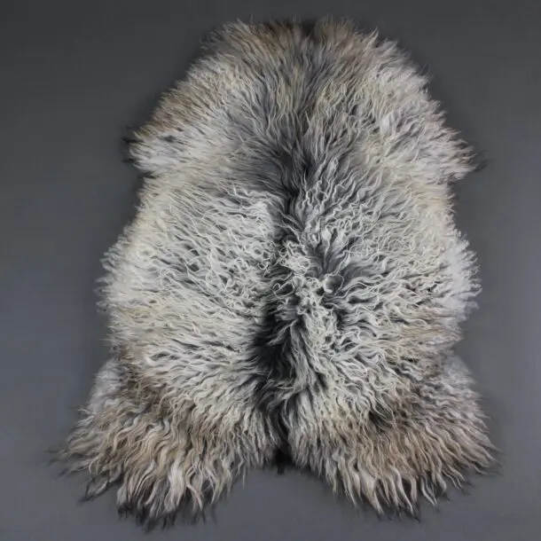 Natural Curly Grey Icelandic Sheepskin Rug Medium