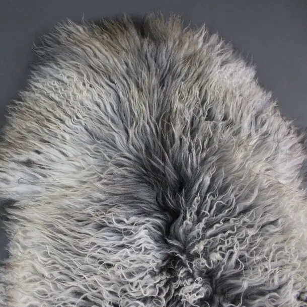 Natural Curly Grey Icelandic Sheepskin Rug Medium