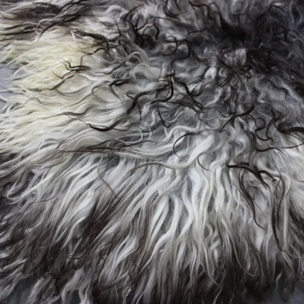 Natural Curly Grey Icelandic Sheepskin Rug