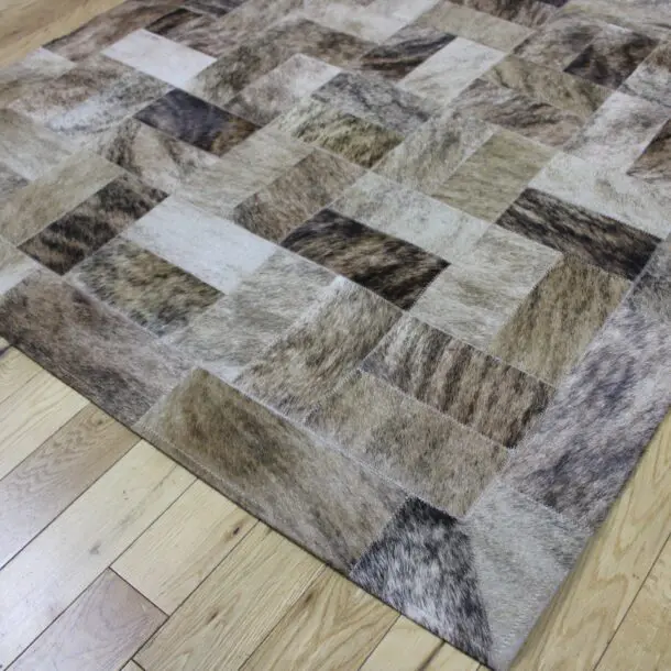 Patchwork Brick Brindle Cowhide Rug