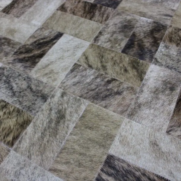 Patchwork Brick Brindle Cowhide Rug