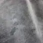 Close-up of a grey cowhide rug showing the natural hair texture and tonal variations.