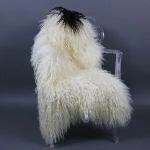 Natural Curly Icelandic Sheepskin Rug Spotted LRG12