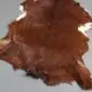 Goatskin Rug G1058 (1) Natural goatskin rug with a rich brown centre and white patches along the irregular edges.