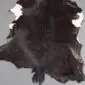 Goatskin Rug G1064 (1) Natural goatskin rug with dark brown and black fur featuring small white patches on the edges.