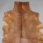 Natural goatskin rug with short brown and tan fur featuring a dark dorsal stripe.