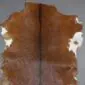 Goatskin Rug G1089 (3) Natural goatskin rug with brown fur, a dark dorsal stripe and white patches on the edges.