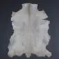 Goatskin Rug G1091 (2) Natural goatskin rug in light grey and white with a thin brown dorsal stripe and irregular edges.