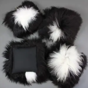 Icelandic Sheepskin Cushion Spotted Black and White