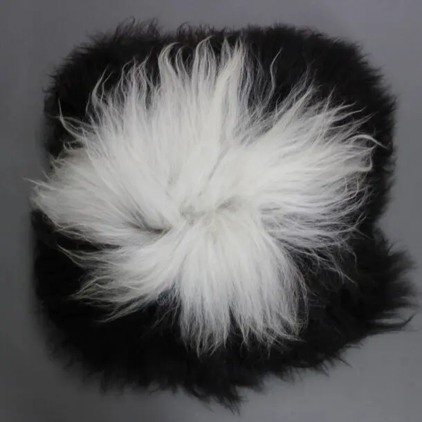 Icelandic Sheepskin Cushion Spotted Black and White