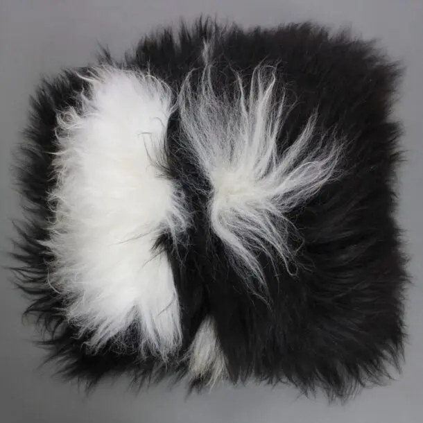 Icelandic Sheepskin Cushion Spotted Black and White