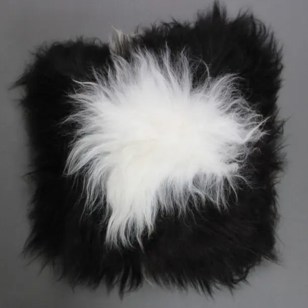 Icelandic Sheepskin Cushion Spotted Black and White