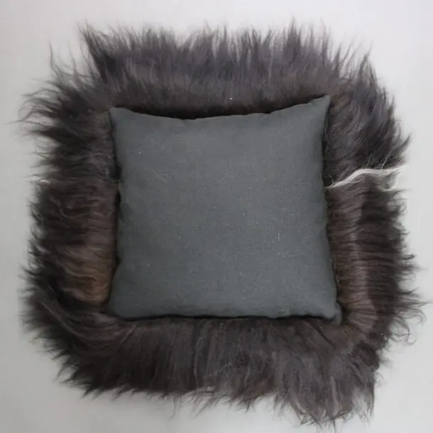 Icelandic Sheepskin Cushion Spotted Black and White