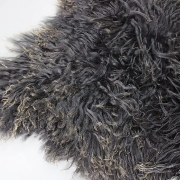Natural Black Mix Curly Icelandic Sheepskin Rug