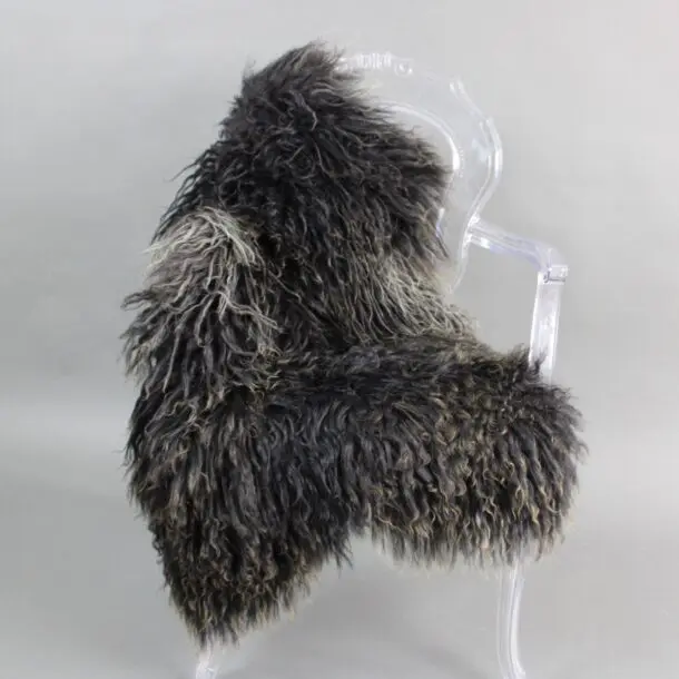 Natural Black Mix Curly Icelandic Sheepskin Rug
