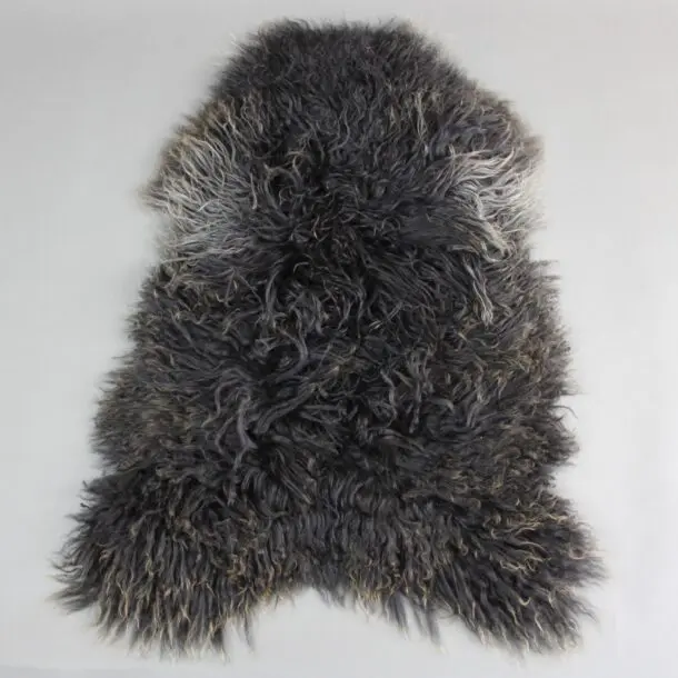 Natural Black Mix Curly Icelandic Sheepskin Rug