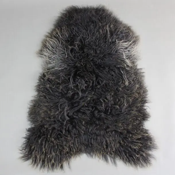 Natural Black Mix Curly Icelandic Sheepskin Rug