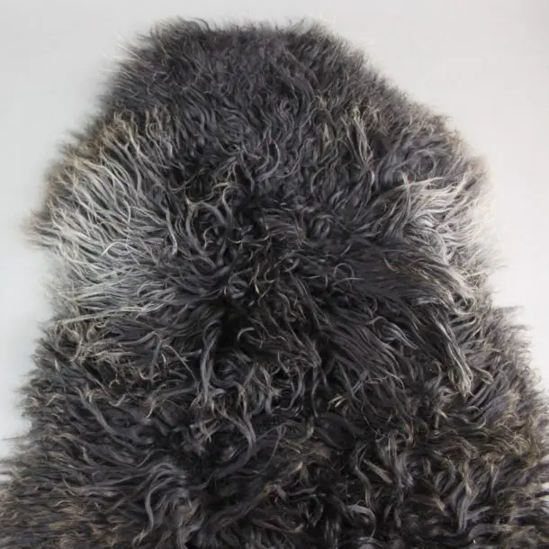 Natural Black Mix Curly Icelandic Sheepskin Rug
