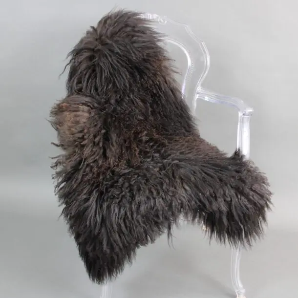 Natural Curly Blacky Brown Icelandic Sheepskin Rug