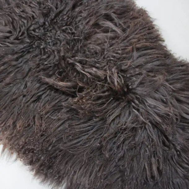 Natural Curly Blacky Brown Icelandic Sheepskin Rug