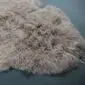 IMG_3532 Camel coloured Mongolian lambskin rug with long, curly wool fibres.