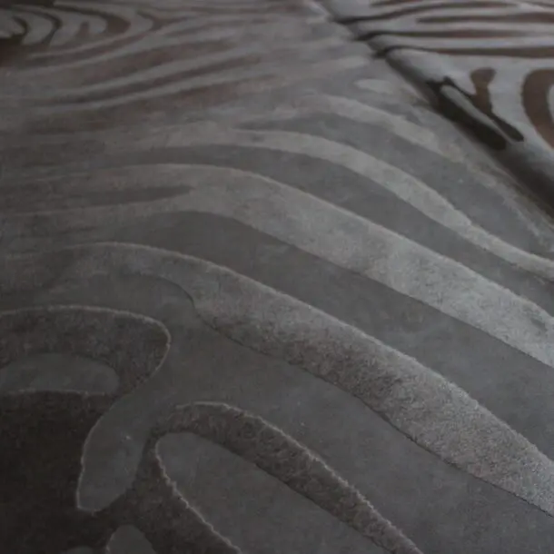 Zebra Print Black Cowhide Rug C01049