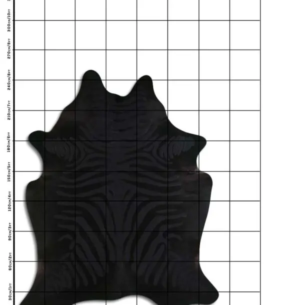 Zebra Print Black Cowhide Rug C01049
