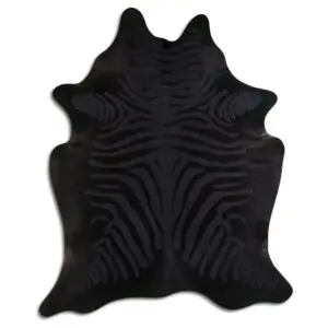 Zebra Print Black Cowhide Rug C01049