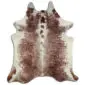 Cowhide Rug C01070 a (1) Natural cowhide rug with brown and white speckled patterns and an irregular organic shape.