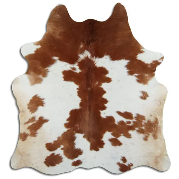 Cowhide Rug Brown and White C01084