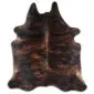 Cowhide Rug C01091 a (2) Natural cowhide rug with a dark brown and black brindle pattern and irregular organic shape.