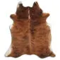 Cowhide Rug C01103 a (2) Natural cowhide rug with brown and black brindle patterns and white edges.