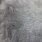 Close-up of shorn Icelandic sheepskin rug with natural grey and white textured wool.