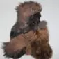 Multilayered Designer Sheepskin Rug 003 (3) Large multi-layered sheepskin rug in shades of dark and light brown with a thick, textured wool pile.