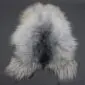 Natural Grey Icelandic Sheepskin Rug ING389 (4) Long-haired Icelandic sheepskin rug in natural grey and white tones with a dark centre.