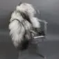 Natural Grey Icelandic Sheepskin Rug ING390 (3) Long-haired Icelandic sheepskin rug in natural grey and white tones laid flat.