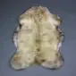 Rare Breed Sheepskin Rug RBM-92 (3) Natural rare breed sheepskin rug with cream wool and brown mottled spots in an organic pelt shape.