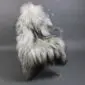 Natural Grey Icelandic Sheepskin Rug ING393 (2) Long-haired Icelandic sheepskin rug in natural grey and white tones laid flat.