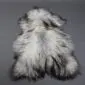 Natural Grey Icelandic Sheepskin Rug ING393 (3) Long-haired Icelandic sheepskin rug in natural grey and white tones with an irregular organic shape.