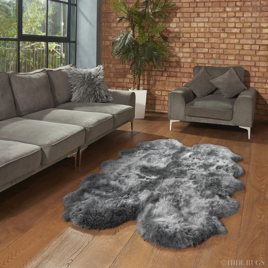 Sheepskin Rug Quad Grey Hide Rugs