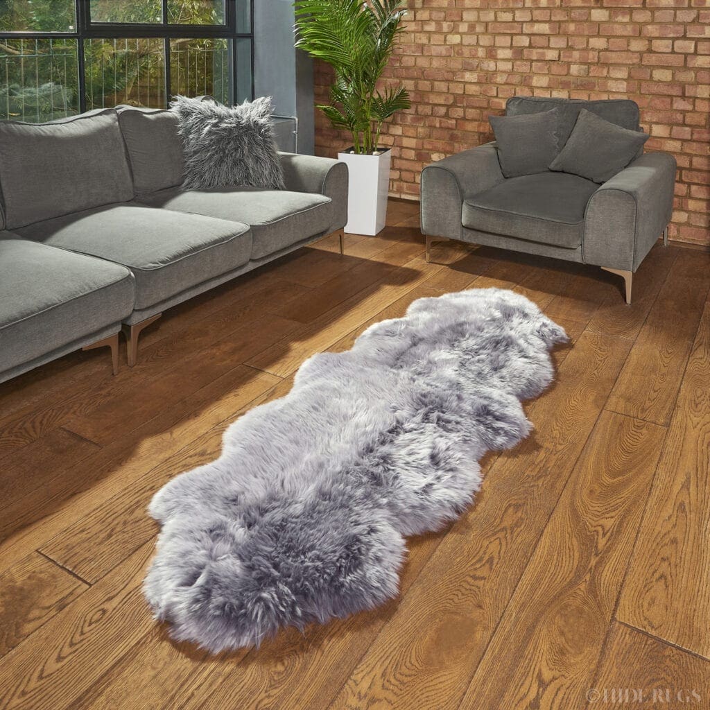 Sheepskin Rug Quad Grey Hide Rugs