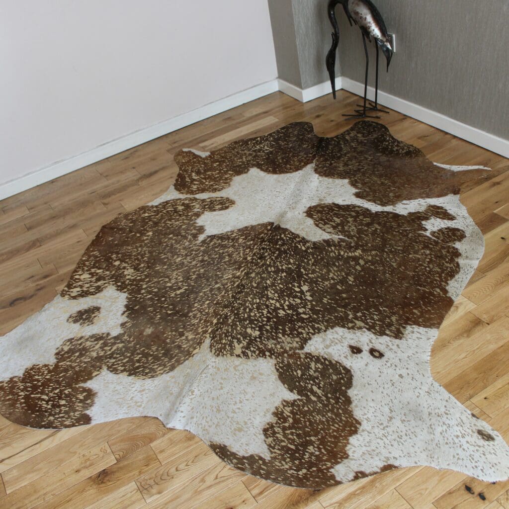 Brown and White Gold Metallic Cowhide CM275 Hide Rugs