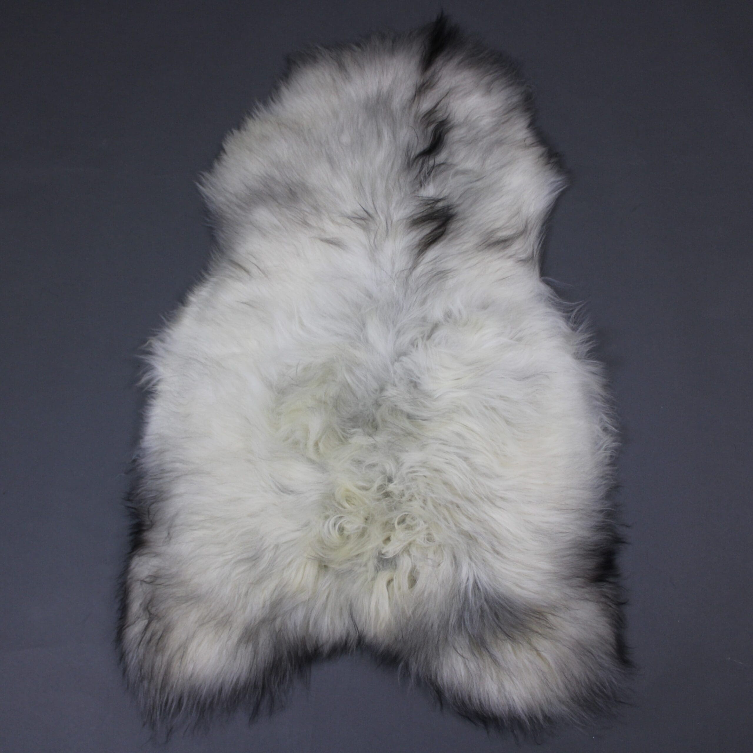 Natural Icelandic Sheepskin Rug - Black and Ivory Tone