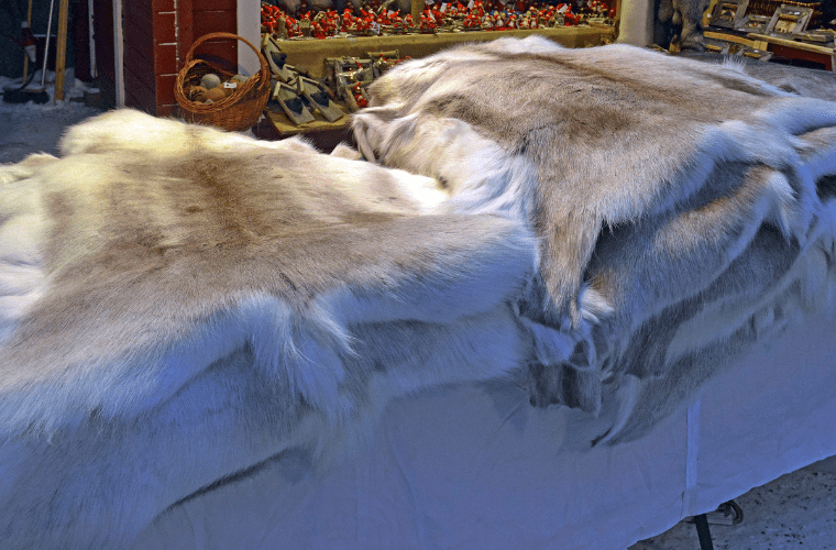 Reindeer Pelts Sold at a Market